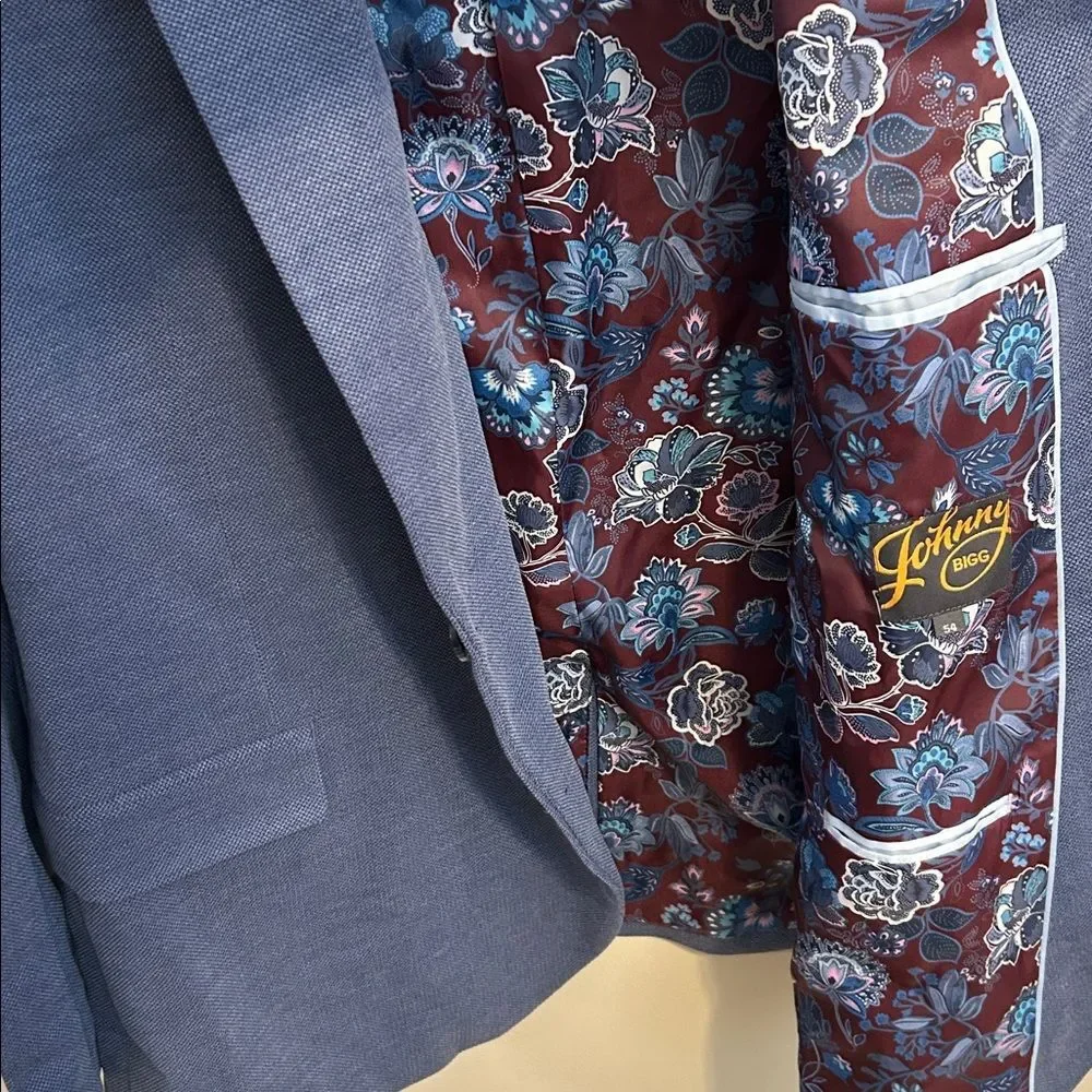 NEW Johnny Bigg Men's Blue Venice Textured Stretch Blazer Size 54
